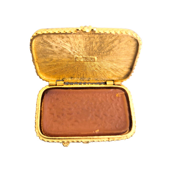 Estee Lauder Cobalt Blue Gilt Enamel Solid Perfume Portrait Compact Box Vintage - Picture 7 of 9